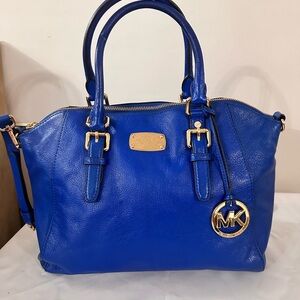 Michael Kors Royal Blue Satchel with Gold Accents